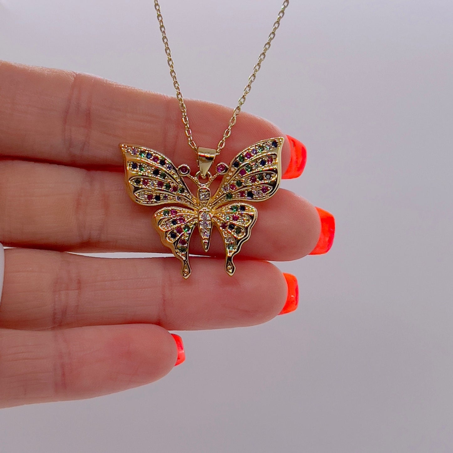14k Gold Filled Butterfly Charm Pendant Necklace