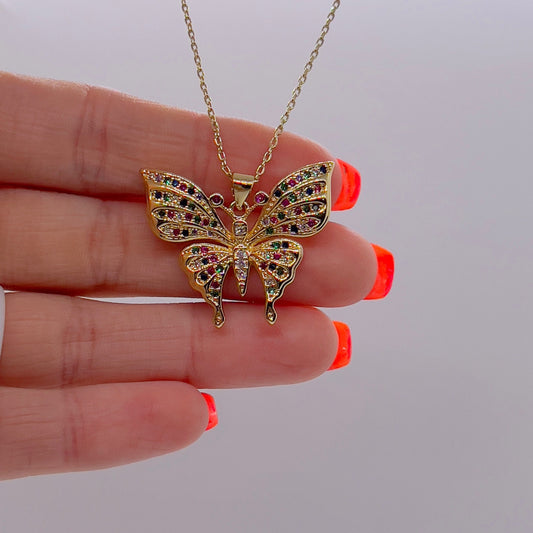 14k Gold Filled Butterfly Charm Pendant Necklace